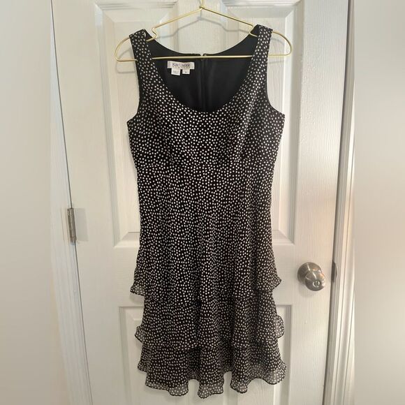 Kay Unger Silk Black and White Polka Dot Dress & Shawl - Picture 3 of 9